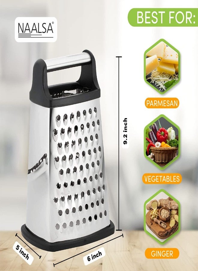 NAALSA - Turkey 4 Side Stainless Steel Professional Multi Purpose Grater Steel Handle Vegetable Chopper Slicer Kitchen Cutter, Shredder for Cheese & Vegetables 9 inch - Image 2